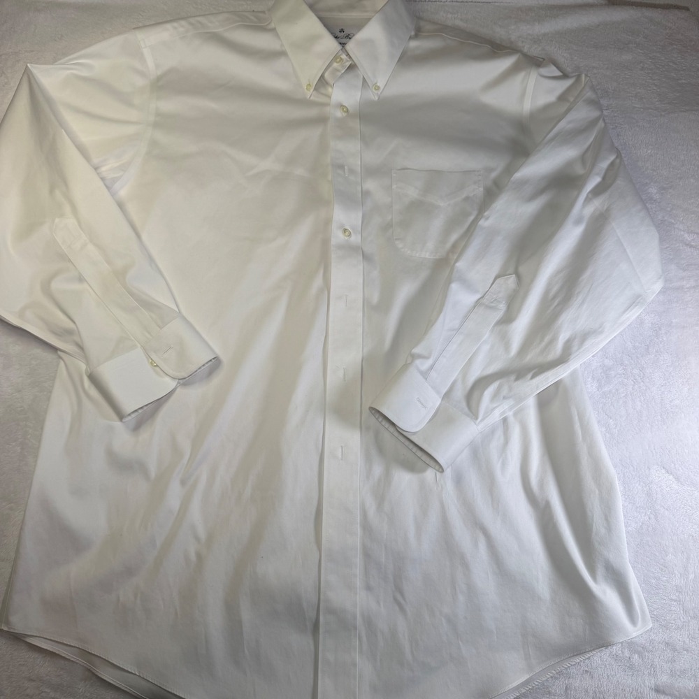 Brooks Brothers Madison Fit White Non-Iron Stretch Supima Shirt 17 34